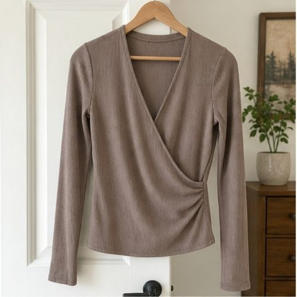 Taupe Wrap Blouse